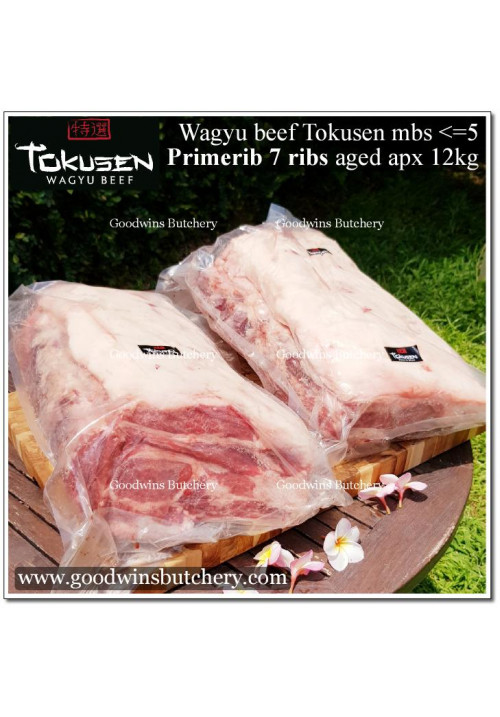 Beef rib PRIMERIB OP RIB WAGYU TOKUSEN mbs<=5 aged WHOLE CUT 7 RIBS +/- 12kg (price/kg) PREORDER 2-3 weeks notice